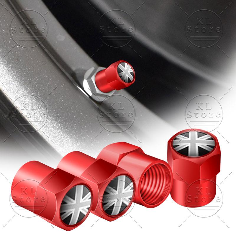 Exterior 4Pcs United Kingdom National Flag Badge Car Wheel Tyre Tires Valve Stem Caps Dust-proof Cover For Universal Automobiles