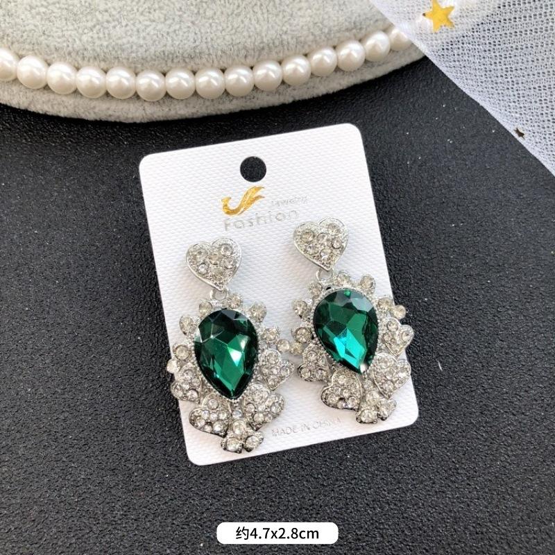 Retro temperament celebrytki kryształowe kolczyki sztyfty z diamentami, damskie luksusowe super błyszczące kolczyki z frędzlami na przyjęcie, proste kolczyki z kamieniami szlachetnymi