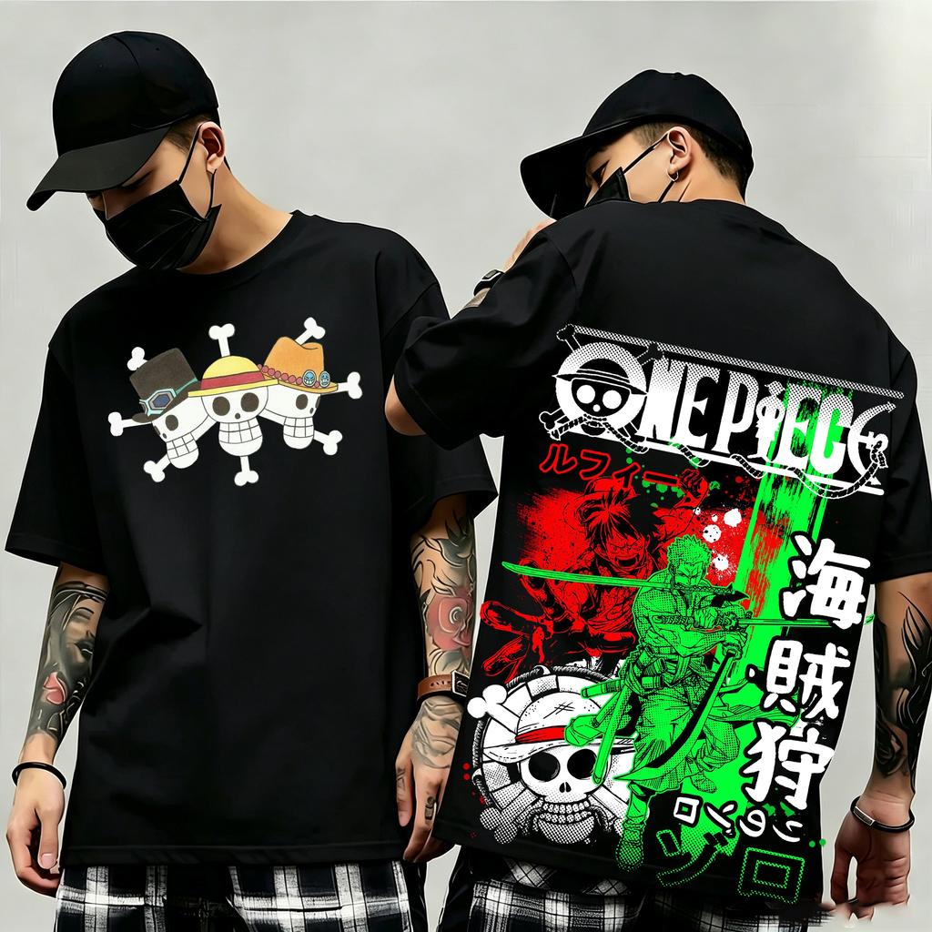 Summer New Arrival One Piece Pattern Tshirt Unisex Anime Print Casual Shortsleeved Fashionable Streetwear Top Y2k Style