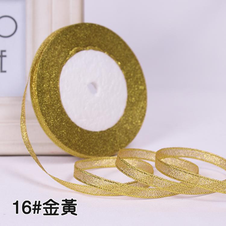 

25Yards 6mm Silver Gold Glitter Silk Satin Ribbon Party Home Wedding Decoration Gift Wrapping Christmas Halloween DIY Material L