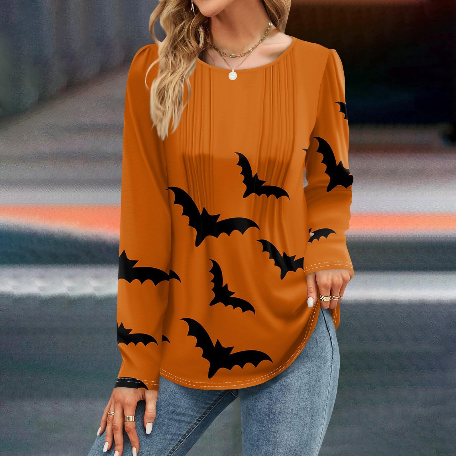 

Женская осенняя мода повседневные топы на Хэллоуин с длинным рукавом рубашки свободные пуловеры XL жёлтый