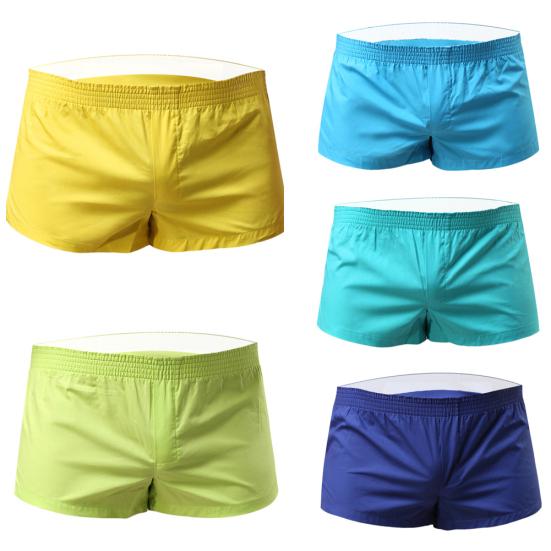 Men Solid Color Summer Sports Gym Elastic Waist Shorts Beach Swimming Trunks
