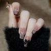 French Black Bow Quicksand Removable Fake Nail Set