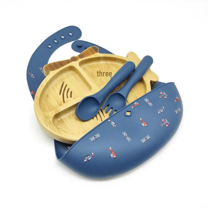 JINGRX Kids Airplane Bamboo Dinnerware Set
