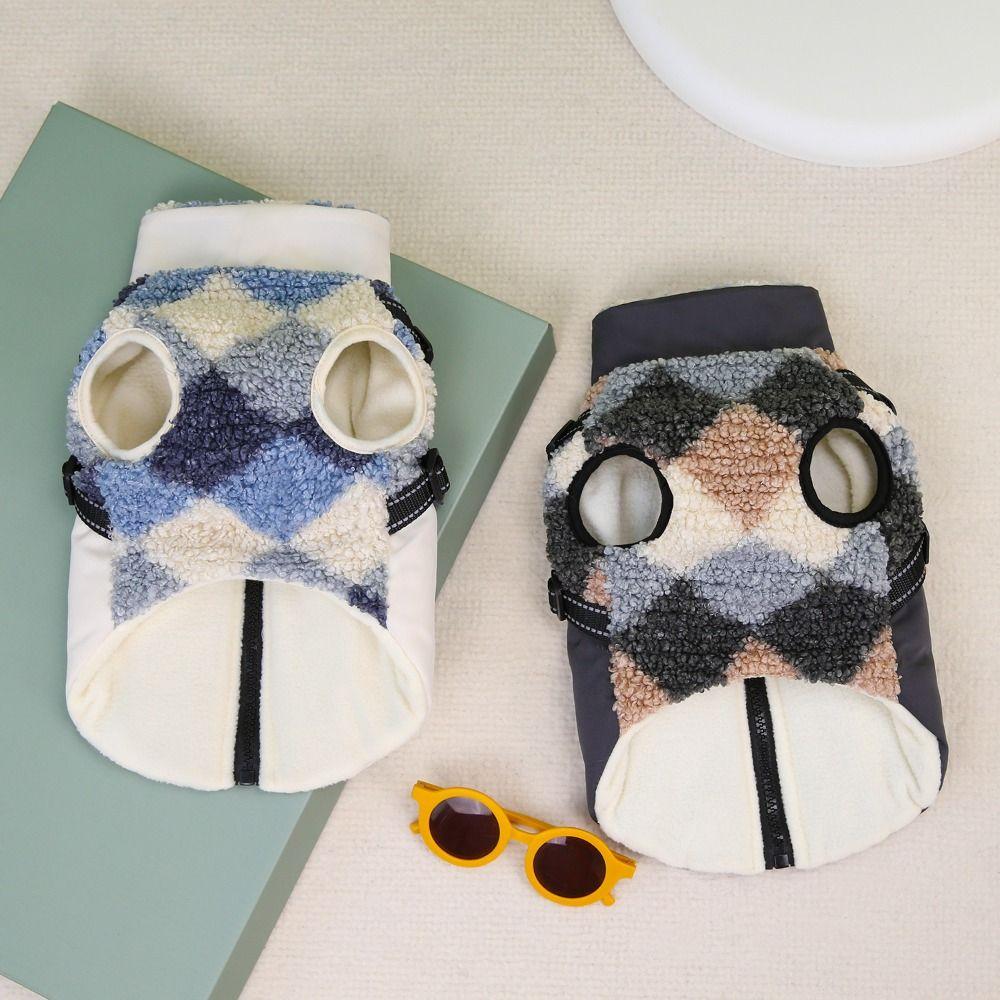 Warm Dog Jacket Built-In Chest Straps Reflective Vest Dog Vest Thickened Skin Friendly Winter Pet Clothes Outdoor Use