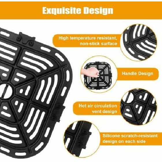 Air Fryer Grill Pan for COSORI Air Fryer Pro LE 5 QT, Non-Stick 8.23’’*8.23’’Square Air Fryer Rack Replacement Parts Accessories Grill Plate