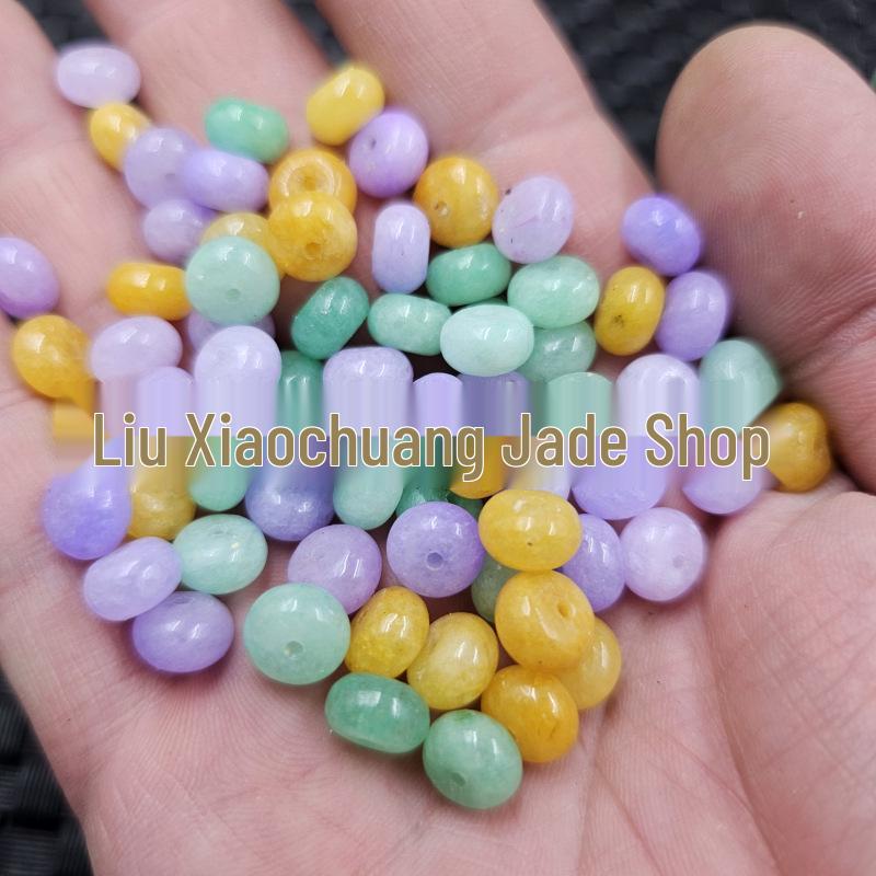 Green Jade Buckle Abacus Beads, Yellow Jade, Violet Spacer, Earring Pendant Jewelry Accessories