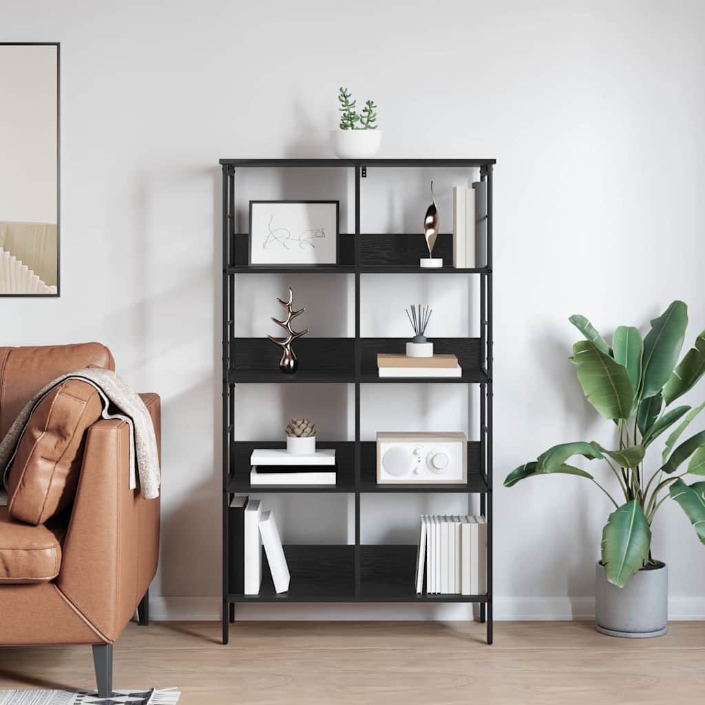 Bookshelf Black Oak Look 82 X 32 X 144.5 Cm