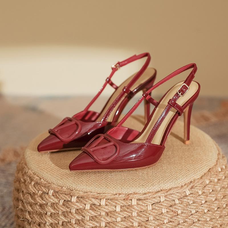 

Женские туфли на высоком тонком каблуке, весенние остроносые сандалии, женская мода, кожа Huizhou, весенние женские 39