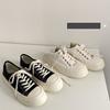 Platform canvas shoes female students new versatile round head white shoes ugly cute big head shoes trendy shoes