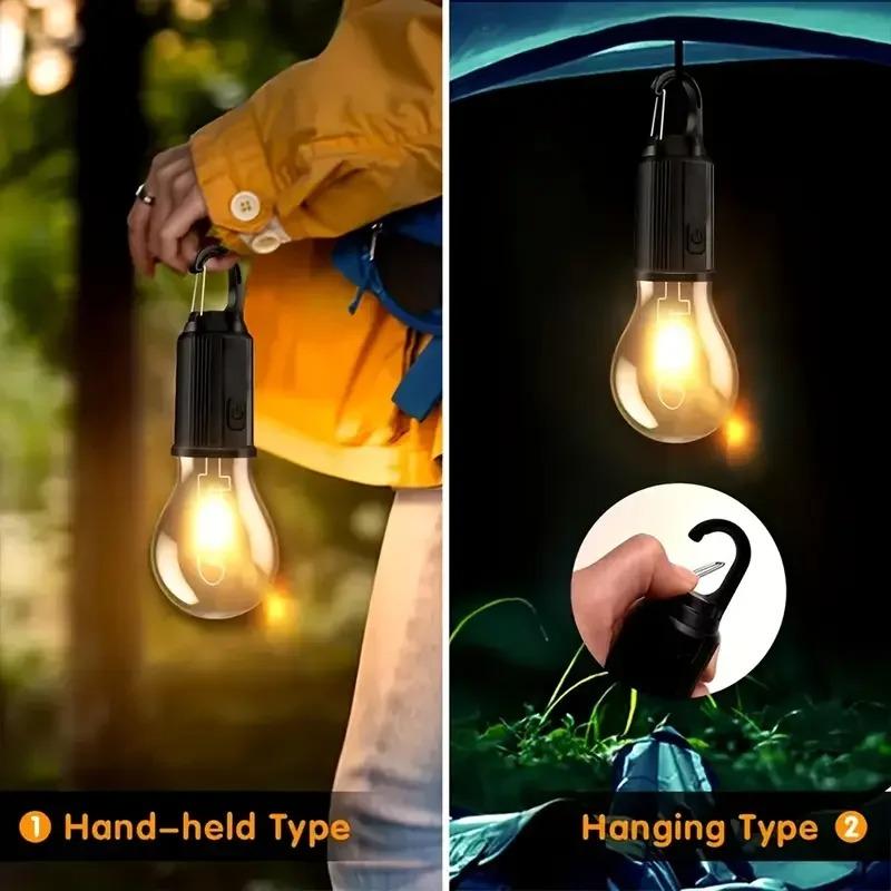 LED Camping Light, USB Charging Outdoor Tent Light with Clamp, Solar Lithium Battery, Do Not Change Color, Camping Flashlight