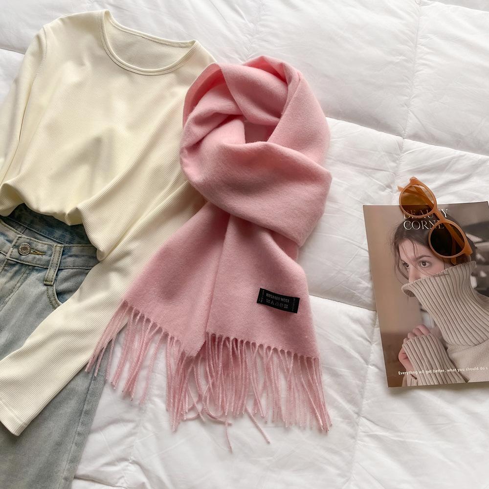 

Solid color wool scarf women s winter new camel red warm scarf long shawl