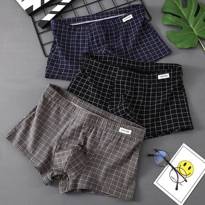 Férfi Divatos Kockás Pamut Boxeralsó - Légáteresztő & Laza, Nagy Méret