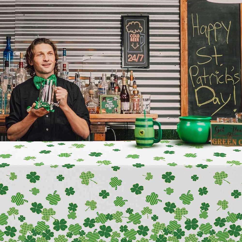 

St. Patrick s Day Clover Disposable Tablecloth 137x183cm Tablecloth