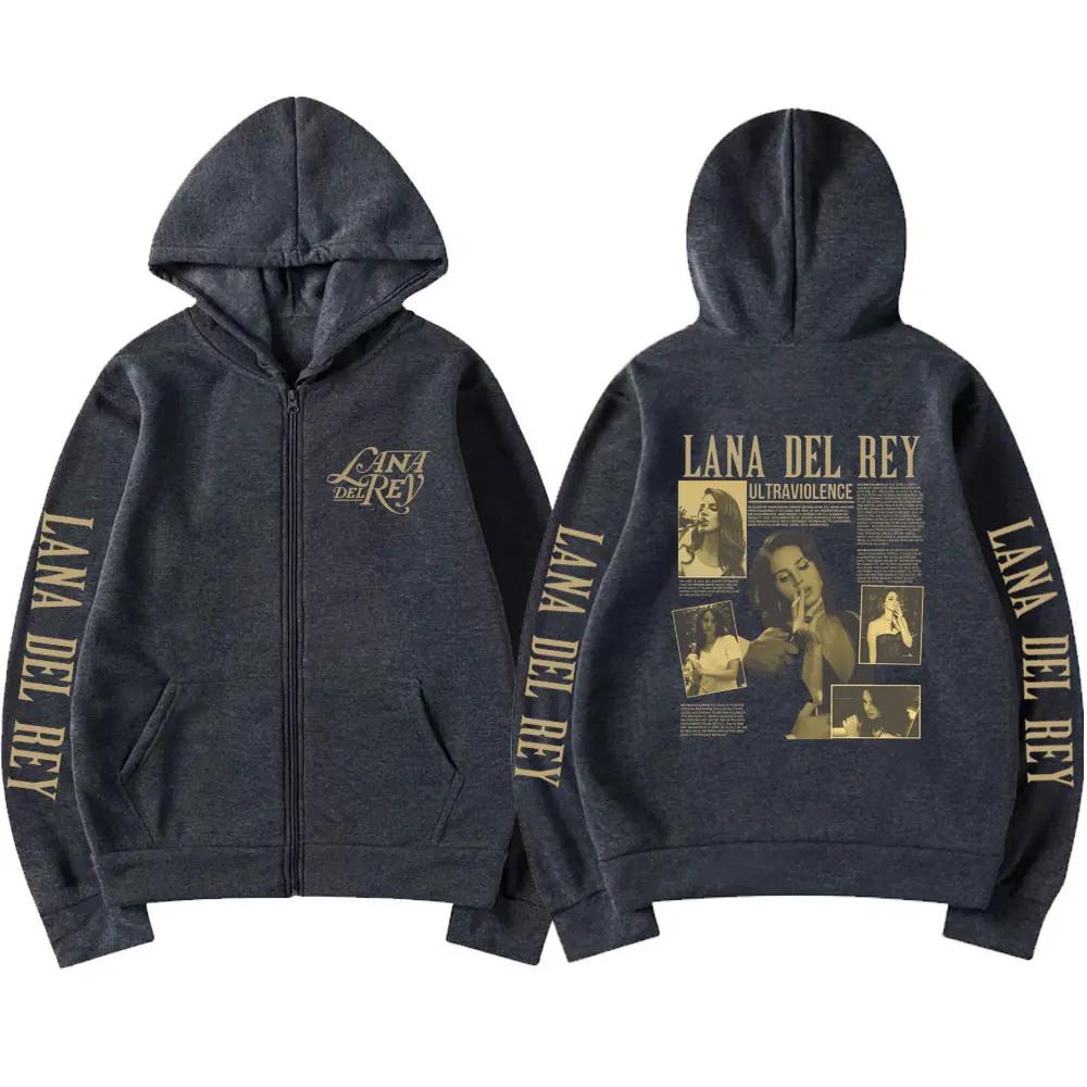 Nová Retro Lana Del Rey Mikina na zip Ultraviolence Hudební album Mikina s kapucí Pánská Dámská Módní Zip Oversized Streetw
