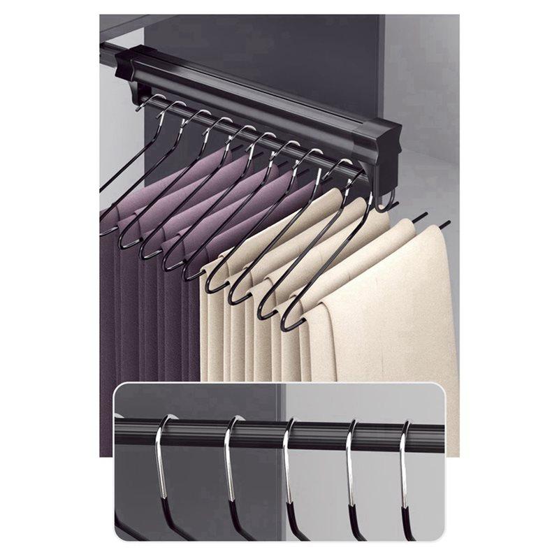 Top Mount Adjustable Wardrobe Clothing Rail Heavy Duty Pull-Out Closet Rod Wardrobe Hanger Rack Bar Ball Slide