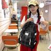 2025 New Plaid Cotton and Linen Double Backpack for Girls To Travel Lightly and Go Out Daily with Backpack Schoolbag