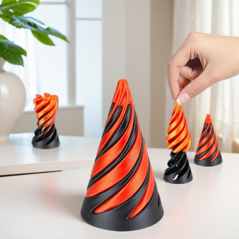 3D Printed Spiral Cone Toy Impossible Pyramid Passthrough Sculpture Pass Through Pyramid Fidget Toy Mini Vortex Thread Illusion