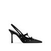 Luxury Sandals Women Designers Dot Rhinestone Bow Sexy Black High Heels Small Square Head Beautiful Light Mouth Backempty Shoes