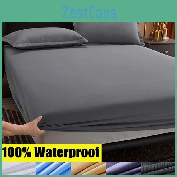 Sheet Modern Simple Style Fitted Bed Sheet Elastic Band Waterproof Fixed Antifouling Anticrease Portable Sheets Cover For Bed No Pillowcase