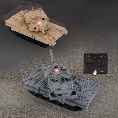RC Mini Oyuncak Tanklar Uzaktan Kumandalı Savaş Askeri Tank Modeli RTR 170 Derece Dönebilen Taret Kızılötesi Sistemli Erkek Çocuk Hediyeleri