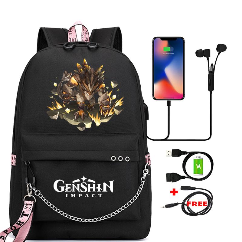 Anime Game Travel Backpack Printed Canvas Backpack Students Women Large Capacity Bookbag Usb Charging for Boy Girl School Bag Kids Gifts