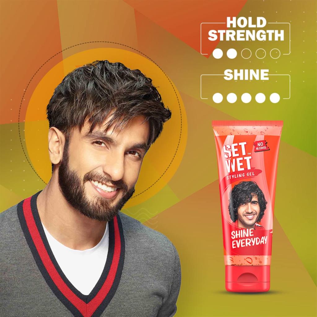 Set Wet Styling Hair Gel for Men - Shine Everyday | Light Hold, High Shine | No Alcohol, No Sulphate