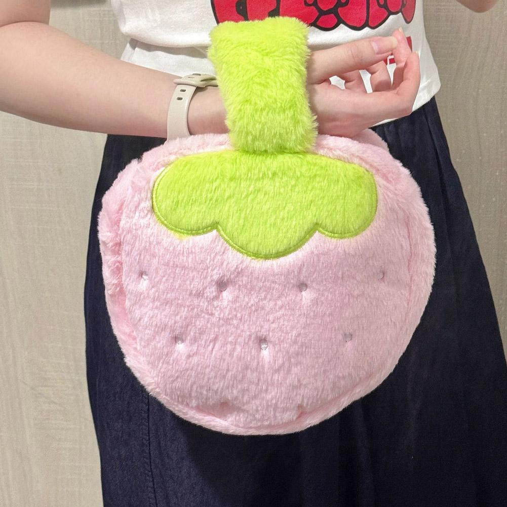 Kawaii Strawberry Plush Makeup Bag Large Capacity Travel Toiletry Organizer Cute Aesthetic Cosmetic Pouch Storage Case Women