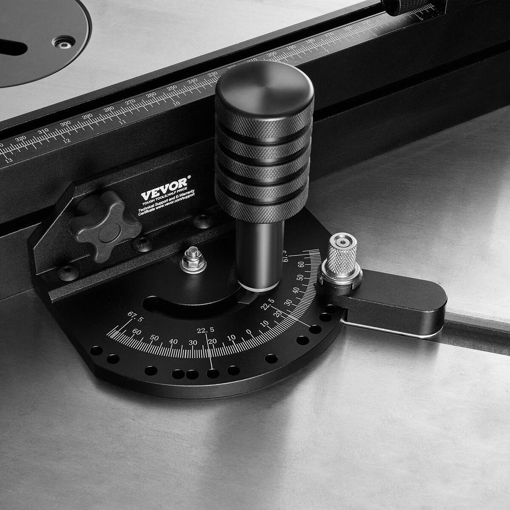 Precision Miter Gauge, Standard Slot 19 X 9.5 Mm, Aluminum Alloy Table Saw Miter Gauge with 48-89 Cm Grating 15 Angle Stops Adjustable Spring Loaded
