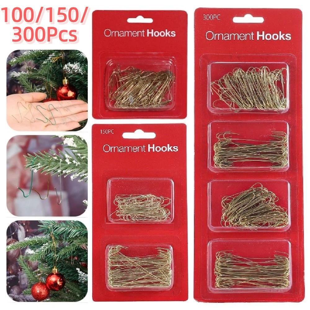 100/150/300Pcs Reusable Christmas Tree Hook Ornaments Rustproof 4cm S-Shaped C-Shaped Hooks Waterproof Universal