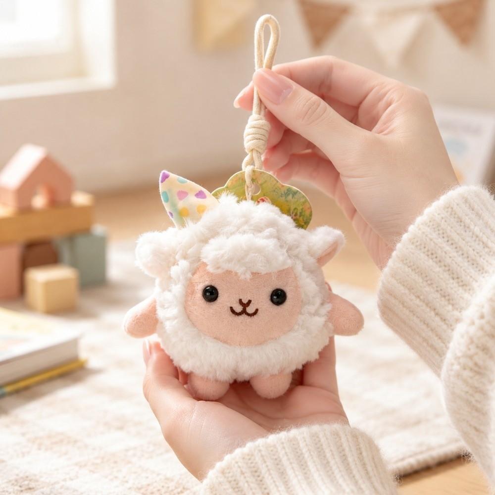 Lamb New Year Sheep Plush Keychain Ornaments Fluffy Lamb Pendant Sheep Plush Doll Bedroom Decor