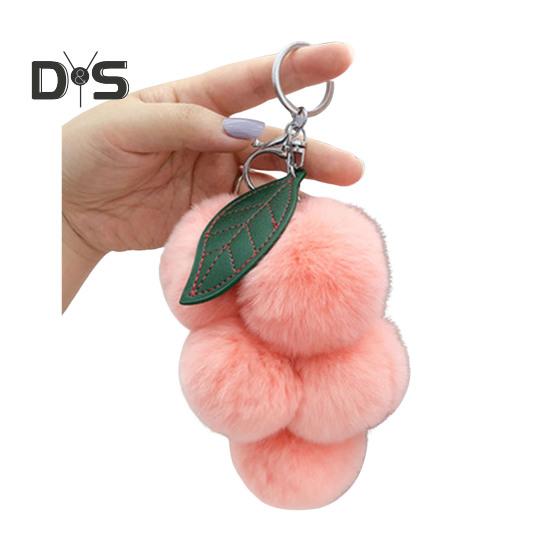 

Брелок для ключей «Плюшевый виноград», пушистый искусственный мех, украшение для сумки, подвеска с металлической пряжкой, рюкзак, ключи от машины, кошелек, телефон, подвеска розовый