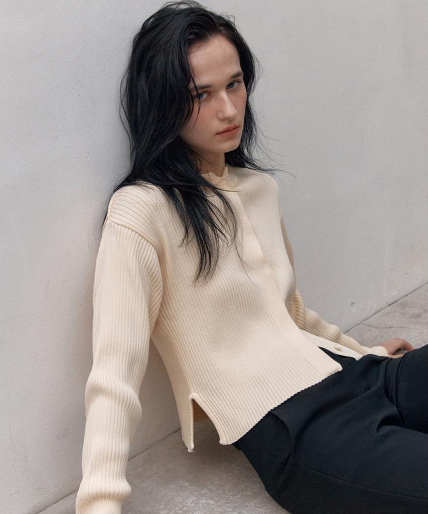 AVA MOLLI Ribbed Slim Fit Cardigan (L/Beige)