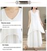 Women's High-End White Sleeveless Suit Dress - Loose Vest & Irregular Skirt Two-Piece Set