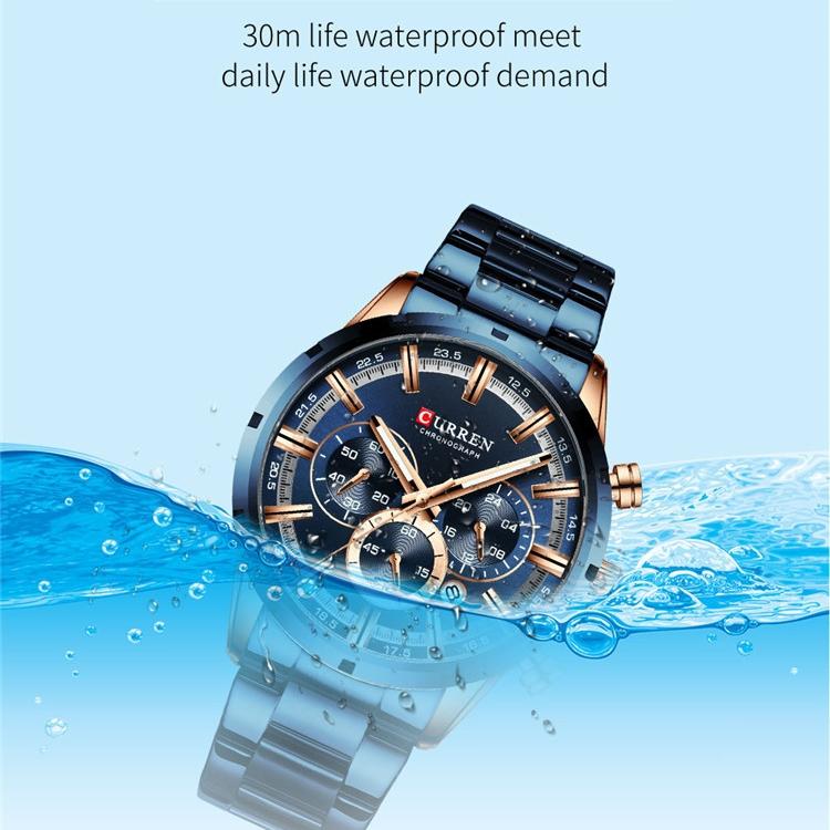 CURREN Steel Strap Watch Simple Calendar Large Dial Business Watch Waterproof Men's Fashion