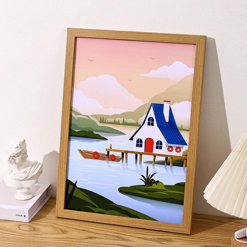 Wooden Photo Frame Desk Wall Display Modern Minimalist A3 A4 16inch 4K 8K Rectangle Picture Home Office Decor