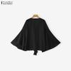 ZANZEA Blusa Elegante da Donna Casual con Scollo a V, Strati, Maniche a Svasatura, Semitrasparente, Larga
