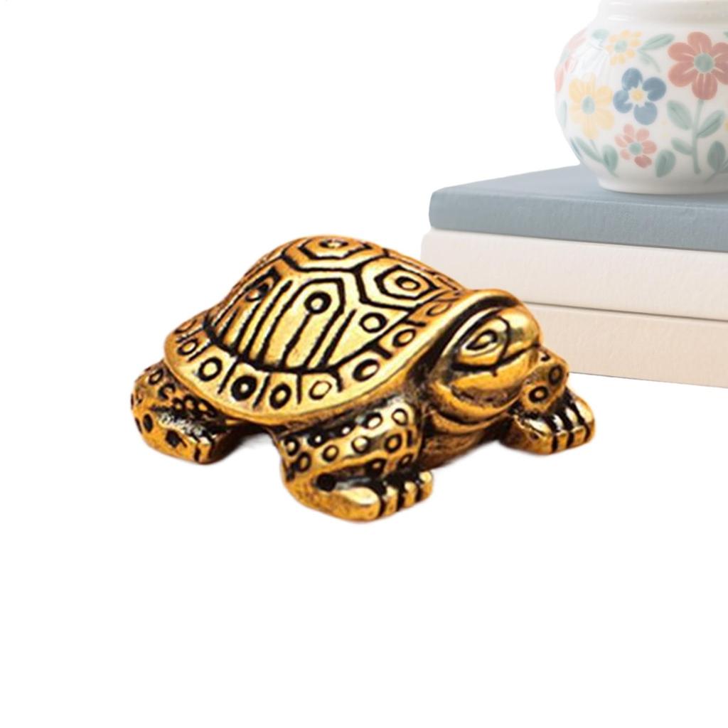 Turtle Statue Miniature Brass Animal Sculpture Collectible Prosperity Wealth Tortoise Figure Decorative Art For Bookshelf Table