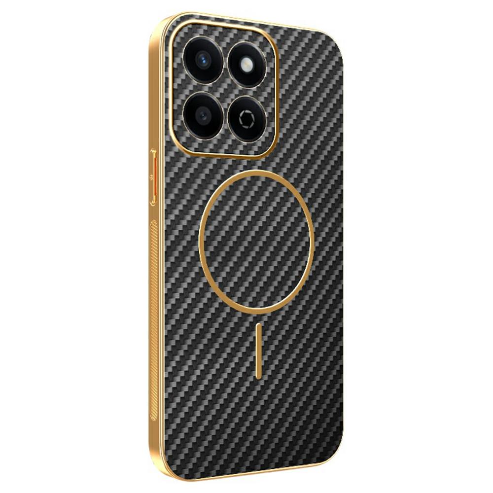 For Honor 200 Smart 5G/X7c 4G Phone Case Carbon Fiber Textured Electroplated TPU Back Cover