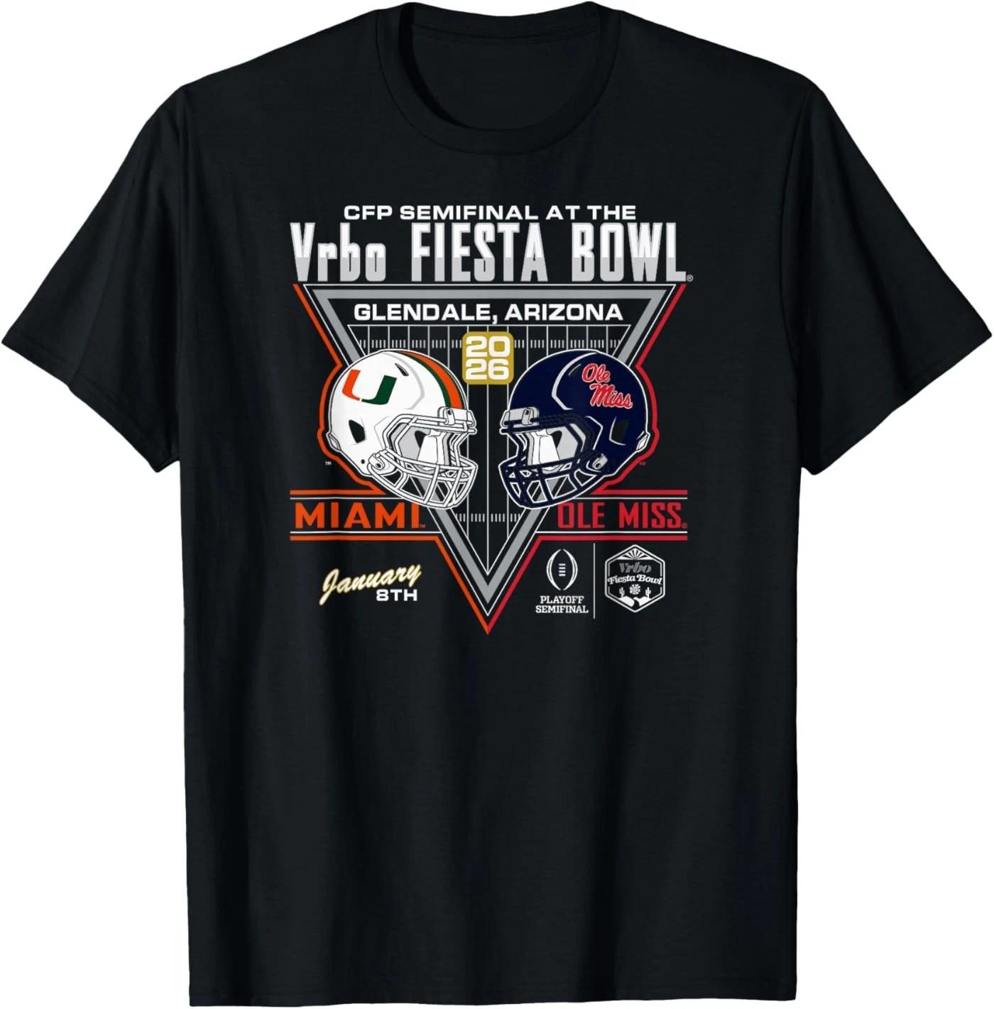 

Miami Hurricanes v Ole Miss Rebels CFP Semi Fiesta Bowl 2026 T-Shirt 4XL