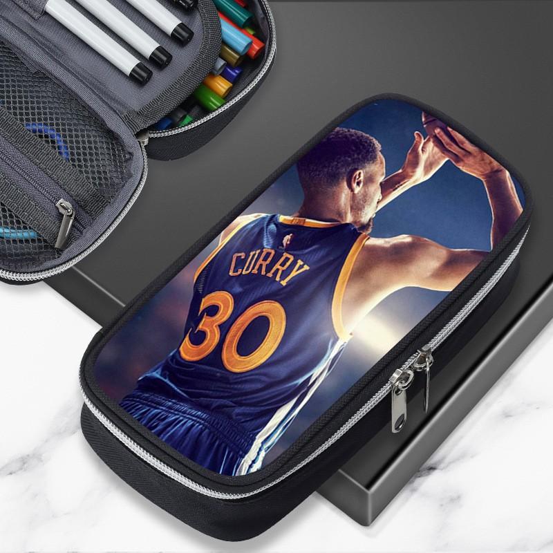 Cartoon NBA Basketball Star Stephen Curry Inspired Pencil Case Kids Boys Girls Large Capacity School Organizer