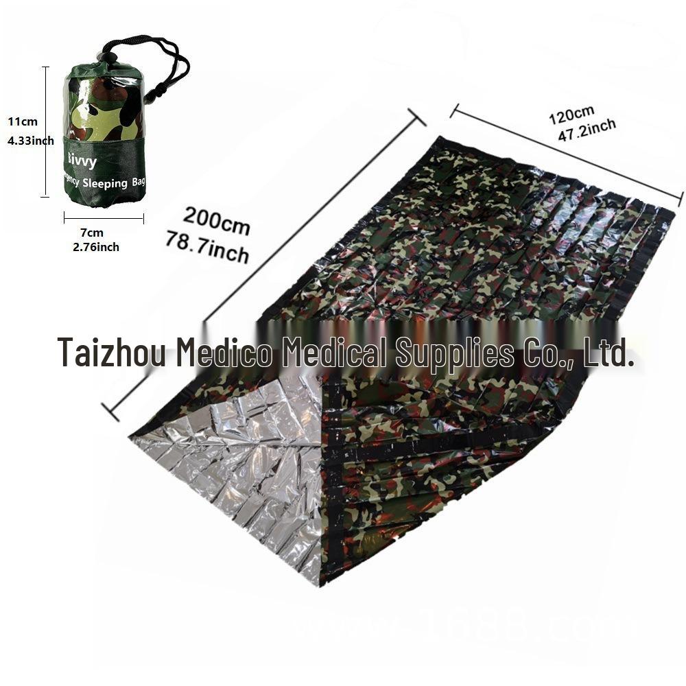 Camouflage Thermal Insulation PE Sleeping Bag, 25 Micron, Orange/Green