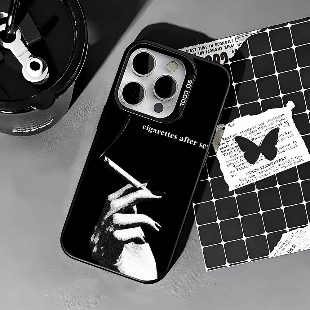 C-Cigarettes A-After Sex B-Band Phone Case For iPhone 17,16,15,14,13,12,11 Plus,Pro Max,XS,Colored Silver Phone Case