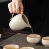 Beige Ru Kiln Kung Fu Tea Set Household Ceramic Tea Bowl Teapot Business Full Set of Gifts Tea Set