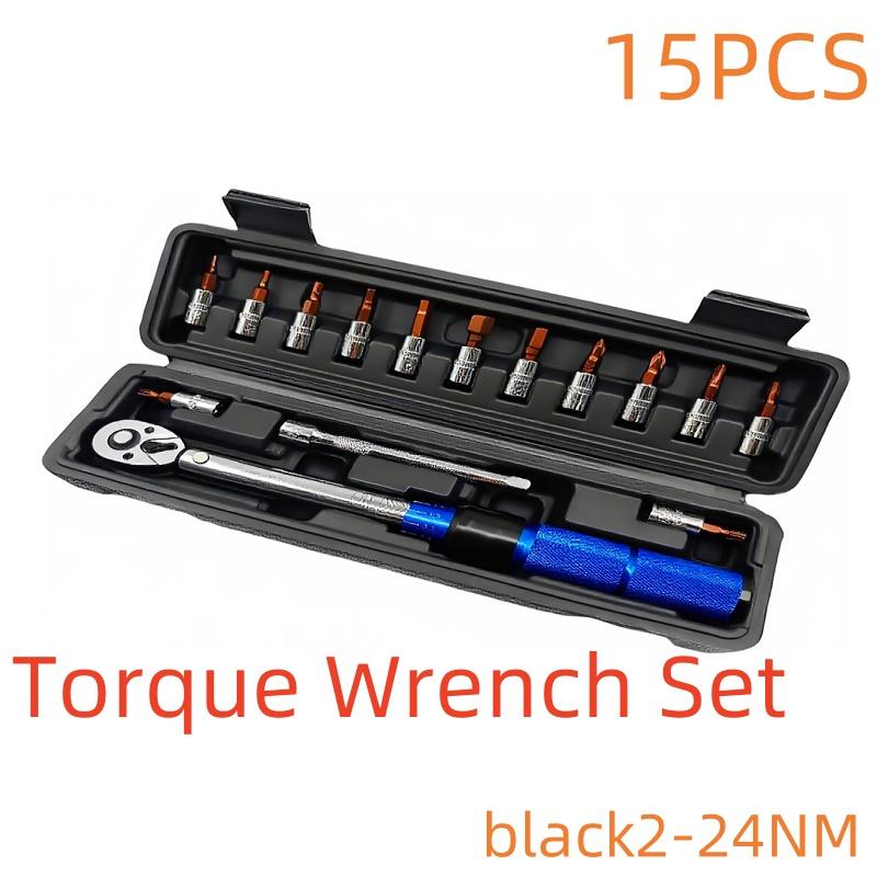 

Набор из 15 шт. предварительно настроенных динамометрических ключей 1/4 2-24 Н·м Трещотка для снятия гильз Инструмент для авторемонта для технического обслуживания автомобилей