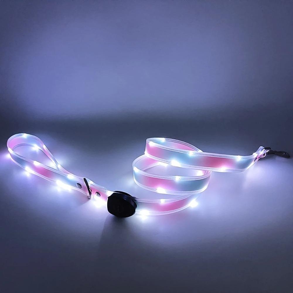 Durable Nylon LED Dog Collar 3 Lighting Modes Adjustable Pet Dog Leash Anti-lost PVC High-brightness Dog Collar Outdoo