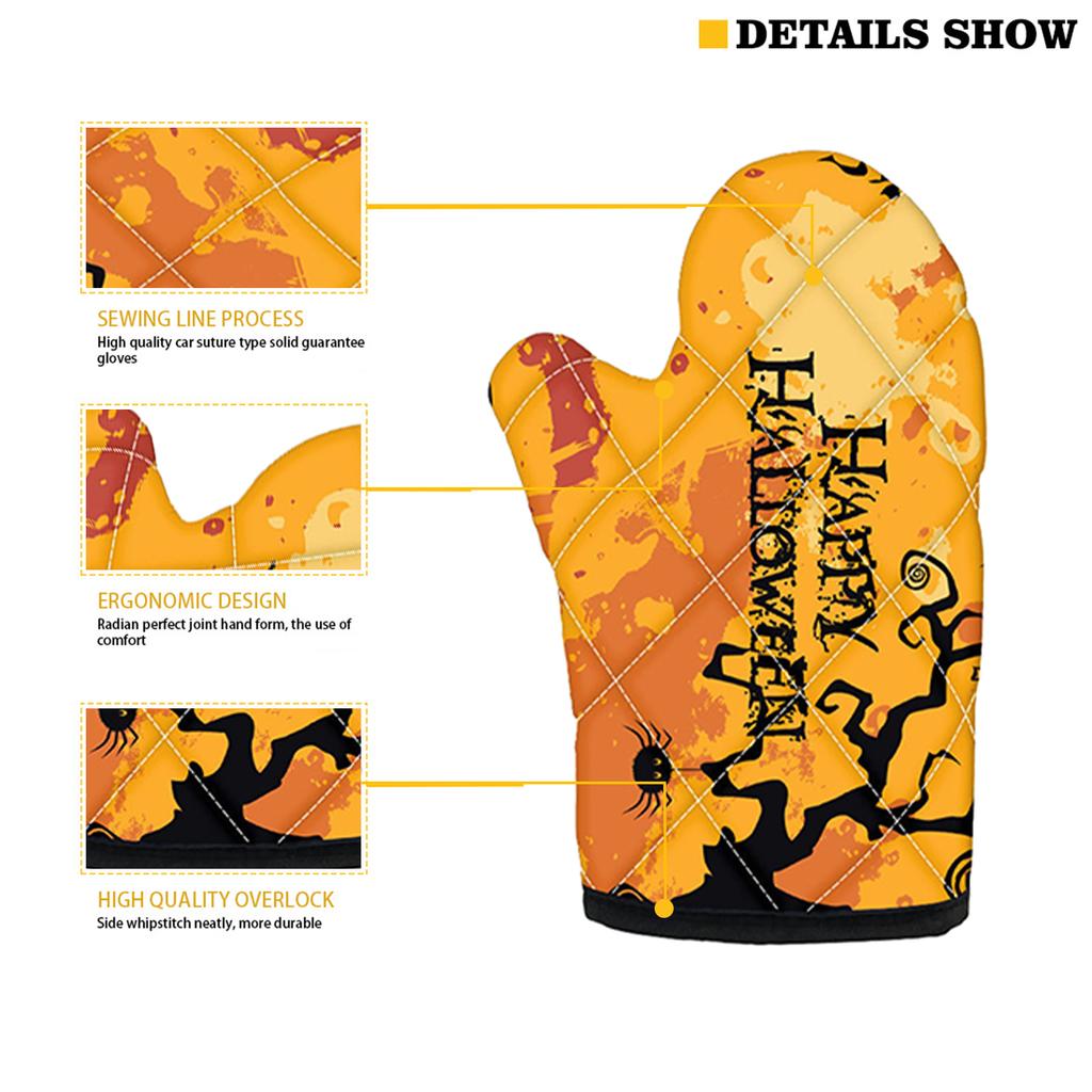 Halloween Baking Insulation Gloves Oven Microwave Oven Gloves Mat Set