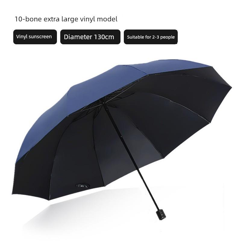Men's and Women's Large Folding Umbrella, Dual-Purpose Sun and Rain Umbrella, Manual Opening, Black Coating for Sun Protection, Business Advertising