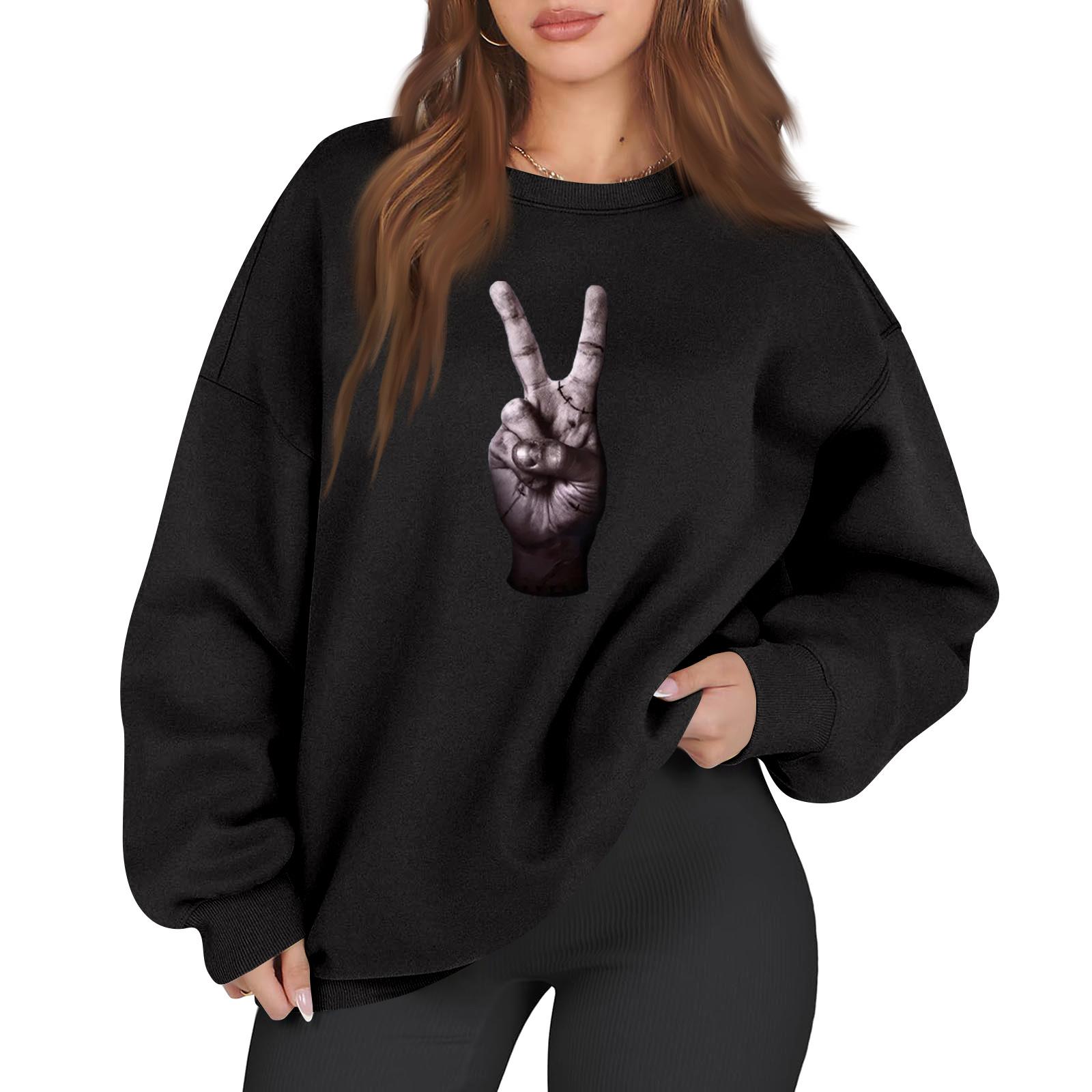 

Женская модная повседневная кофта с длинным рукавом и принтом, с круглым вырезом L