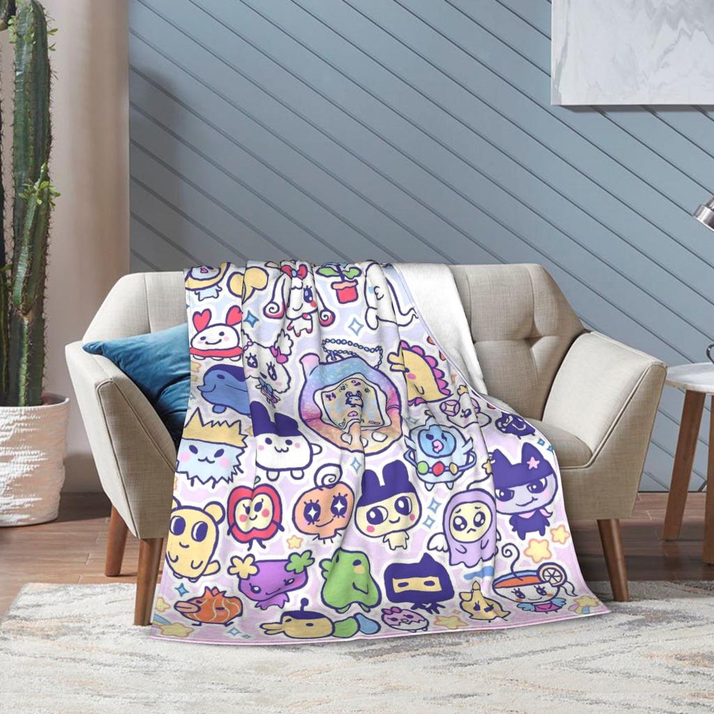 Cartoon Tamagotchis Fleece Blankets Custom Throw Blankets for Home 150*125cm Quilt